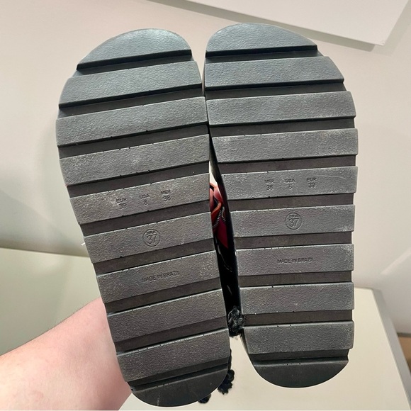 Chunky Platform Mixed Media Sandals With Tie Up Cow Print and Pink Size 8 - Picture 6 of 7